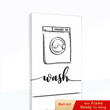 Load image into Gallery viewer, Laundry Shop Wash Dry Press Poster Sign Wall Art Pictures Decor Black White Prints Canvas Painting for Bathroom Cuadros