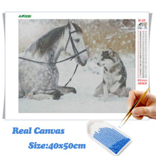 Laden Sie das Bild in den Galerie-Viewer, AZQSD Winter voller quadratischer Diamant Malerei Pferd DIY 5D handgemachtes Geschenk Diamant Stickerei Verkauf Tier Dekor für Zuhause Full Kits