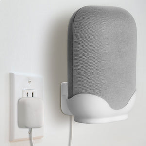 Staffa per cavo con supporto per montaggio a parete con presa per Google Nest Audio Assistente vocale Plug in Cucina Camera da letto Bagno Supporto audio