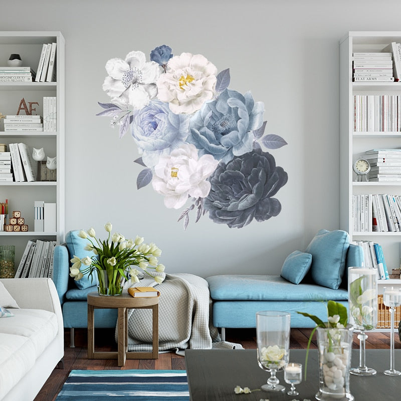 Aquarelle pivoine fleur Stickers muraux pour salon chambre salle de lecture fond mur décor vinyle Stickers muraux décor à la maison