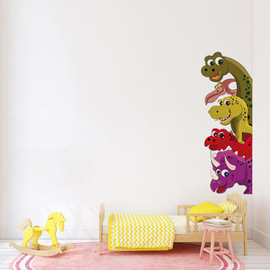 Adesivi murali rimovibili con dinosauro dei cartoni animati per la decorazione della porta Camera dei bambini Nursery Decalcomanie da muro in vinile Murales artistici Decorazione della casa