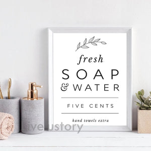 Bathroom Signs Print Vintage Bathroom Decor , Apothecary Quote Wall Art Canvas Painting Picture Rustic Sign Farmhouse Decoration