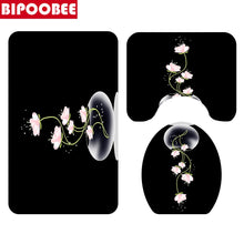 Загрузите изображение в программу просмотра галереи, Красочные тюльпаны, цветы лотоса, деревья, наборы занавесок для душа, нескользящие коврики, крышка для унитаза и коврик для ванной, водонепроницаемые занавески для ванной комнаты