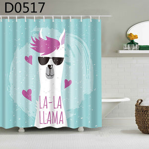 Alpaca Pattern Bath curtain Waterproof Shower Curtains Polyester Cartoon Bath Screen Printed Curtain for Bathroom Home Decor