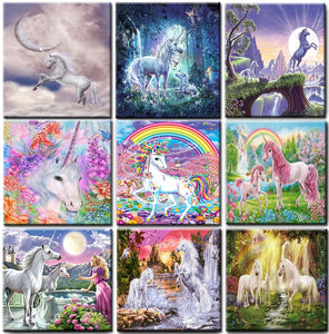 Cuadros de pintura por números, colorante de animales de unicornio para dibujar sobre lienzo, Kits de bricolaje para adultos, pintura por números, decoración de pared