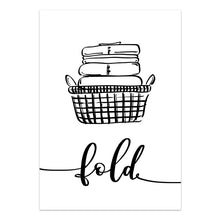 Load image into Gallery viewer, Laundry Shop Wash Dry Press Poster Sign Wall Art Pictures Decor Black White Prints Canvas Painting for Bathroom Cuadros