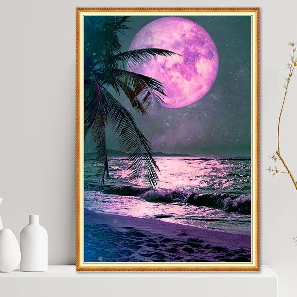 Picture of Moon Ocean Landscape 5D Diamond Painting Abstract sea