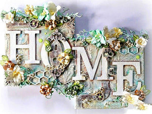 Huacan 5D Diamond Painting HOME Sweet Home Full Square/Round Flower Text Embroidery Landscape Wall Decoration Diamond Art