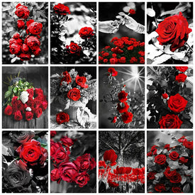 Evershine diamante bordado Rosa diamantes de imitación cuadros completo cuadrado diamante pintura flores negro blanco punto de cruz decoración del hogar