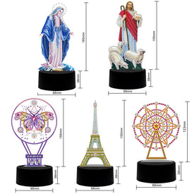 Nuovo design 7 colori disponibili Lampada da tavolo LED Pittura diamante 5D Luce Diamante Mosaico Ricamo Punto croce Animale Decorazioni per la casa