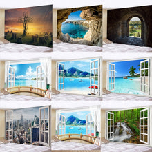 Laden Sie das Bild in den Galerie-Viewer, Schöner natürlicher Wald bedruckter großer Wandteppich mit Meerblick, Hippie-Wandbehang, böhmische Wandteppiche, Mandala-Wanddekoration