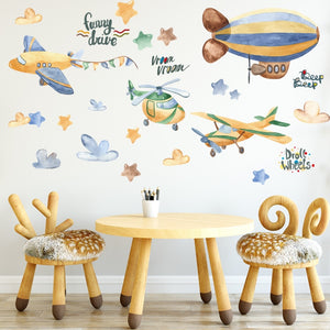 Pegatinas de pared de dirigible de dibujos animados para habitación de niños, guardería, calcomanías de vinilo ecológicas para pared, murales artísticos de pared, póster DIY, decoración del hogar
