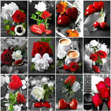 Cargar imagen en el visor de la galería, Evershine 5D DIY diamante pintura rosa completo cuadrado diamante bordado flor blanco y negro mosaico Rhinestone decoración del hogar regalo