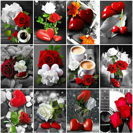 Evershine 5D DIY diamante pintura rosa completo cuadrado diamante bordado flor blanco y negro mosaico Rhinestone decoración del hogar regalo