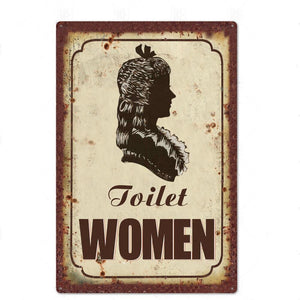 Toilet Sign Plaque Metal Vintage Bathroom Metal Sign Tin Sign Wall Decor For Toilet Bathroom Restroom