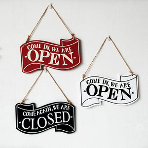 Double-sided Open/Closed License Plate Store Wall Decor Restrooms Tin Sign Vintage Road Guide Metal Sign Painting Plaques Poster