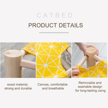 Cargar imagen en el visor de la galería, Cama elevada para gatos, hamacas para gatos, cama de lona de madera, cama de salón para gatos pequeños, conejos, gatos, perros, lona duradera, suministros para el hogar para mascotas