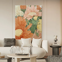 Carica l&#39;immagine nel visualizzatore della Galleria, Dipinto a olio puro dipinto a mano &quot;Fiori e Luna Piena&quot;, stile cremoso, ristorante moderno, dipinto con decorazione floreale, soggiorno fatto a mano