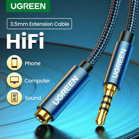 UGREEN Cavo di prolunga audio AUX jack da 3,5 mm maschio a femmina con microfono Adattatore audio stereo 3.5 compatibile per cuffie per PC