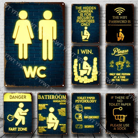 Women Men Toilet Metal Sign Restroom Tin Sign Wall Decor for Man Cave Hotel Pub Bar Iron Painting Fress Wifi Metal Poster