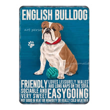 Carica l&#39;immagine nel visualizzatore della Galleria, Targhe in metallo in metallo Bulldog francese Sapone da bagno Bagno Soggiorno Amante dei cani Decorazione della parete della casa Art Poster Decor 8 X 12 pollici