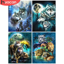 Load image into Gallery viewer, HUACAN Full Square Diamond Painting Wolf Diamond Embroidery Wolves Animals Diamond Mosaic Sale Pictures With Rhinestones