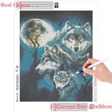 Load image into Gallery viewer, HUACAN Full Square Diamond Painting Wolf Diamond Embroidery Wolves Animals Diamond Mosaic Sale Pictures With Rhinestones