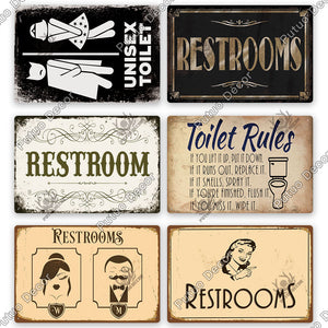 Putuo Decor Restroom Tin Sign Vintage Bathroom Plaque Metal Wall Art Posters for Toilet Decoration Accessories Iron Paintings
