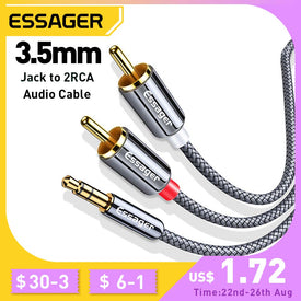 Essager RCA Cable HiFi estéreo 2RCA a 3,5mm Cable de Audio AUX RCA Jack 3,5 Y divisor para amplificadores Audio Home Theater Cable RCA