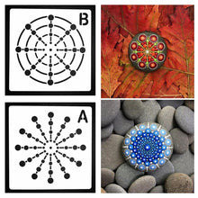 Load image into Gallery viewer, Xugar Reusable Mandala Dotting Stencils for DIY Craft Drawing Hollow Mandala Stencils Rocks Fabric Wall Art Painting Tools