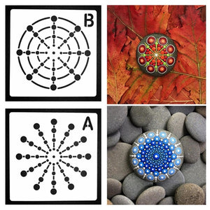 Xugar Reusable Mandala Dotting Stencils for DIY Craft Drawing Hollow Mandala Stencils Rocks Fabric Wall Art Painting Tools