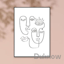 Carica l&#39;immagine nel visualizzatore della Galleria, Stampa artistica di un volto a linea singola Poster minimalista Volto di donna Disegno a una linea Arte della parete neutra Pittura su tela Decorazione della parete della stanza di casa