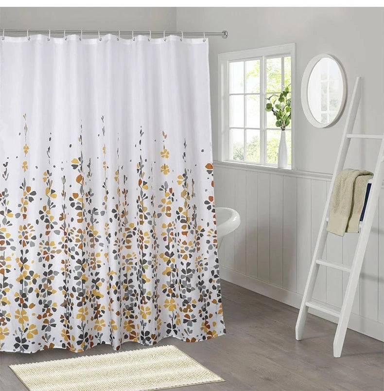 Yellow Tidbits  Bathroom Set With Shower Curtains Small Size  Art Printed Shower Curtain Waterproof Polyester Bath Screen