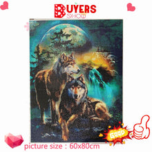 Load image into Gallery viewer, HUACAN Full Square Diamond Painting Wolf Diamond Embroidery Wolves Animals Diamond Mosaic Sale Pictures With Rhinestones