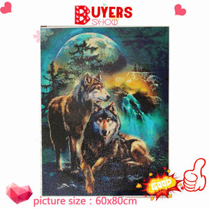 HUACAN Full Square Diamond Painting Wolf Diamond Embroidery Wolves Animals Diamond Mosaic Sale Pictures With Rhinestones