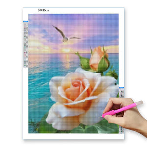 Rose Diamond Painting Flowers Crystal Painting 5D DIY Full Round Landscape Mosaic Embroidery Home Decor Wall Art