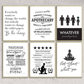Badezimmer-Zitat-Schild, Druck, Schwarz-Weiß-Poster, jeder will die Welt ändern, Toilettenpapier, Kunst-Leinwand-Malerei, Badezimmer-Dekor