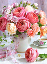 Cargar imagen en el visor de la galería, DIY 5D diamante pintura florero diamante mosaico flor arte DIY Rhinestone bordado punto de cruz Kit decoración del hogar