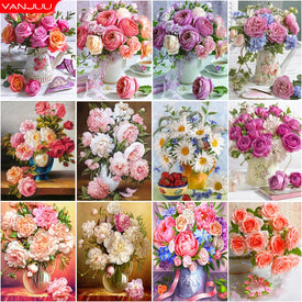 DIY 5D diamante pintura florero diamante mosaico flor arte DIY Rhinestone bordado punto de cruz Kit decoración del hogar