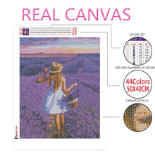 Load image into Gallery viewer, Huacan 5d Diamond Painting Girl New Arrivals Embroidery Lavender Mosaic Cross Stitch Flower Home Decor Diamond Art