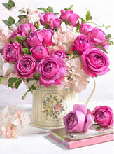 Cargar imagen en el visor de la galería, DIY 5D diamante pintura florero diamante mosaico flor arte DIY Rhinestone bordado punto de cruz Kit decoración del hogar