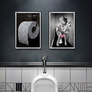 Moda Donna Labbro Tela Poster Diamante Carta igienica Rotolo di carta Stampa artistica da parete Pittura Immagine moderna per il bagno Decorazione domestica