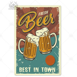 Putuo Decor Beer Retro Tin Sign Funny Poster Plaque Metal Vintage Wall Art Plate Bar Pub Club Man Cave Decorative Iron Painting