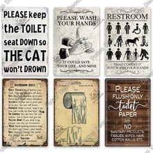 Laden Sie das Bild in den Galerie-Viewer, Putuo Decor Restroom Blechschild Vintage Badezimmer Plaque Metall Wandkunst Poster für WC Dekoration Zubehör Eisen Gemälde