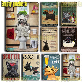 Targhe in metallo vintage, poster di cani Scottish Terrier, per la decorazione della parete della casa, del bagno, del bar, del club, della fattoria