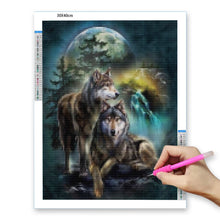 Cargar imagen en el visor de la galería, 5D Diy diamante pintura Lobo diamante bordado Luna paisaje Rhinestone mosaico animales hecho a mano regalo decoración de pared