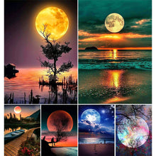Cargar imagen en el visor de la galería, DIY 5D diamante pintura paisaje Luna árbol mar Cruz puntada Kit completo taladro bordado mosaico arte imagen de diamantes de imitación venta