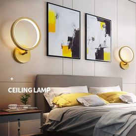JMZM Lampada da parete nordica per interni Lampada da comodino a LED in rame Lampada decorativa per scale per camera da letto Soggiorno Loft Balcone Corridoio Nuova luce