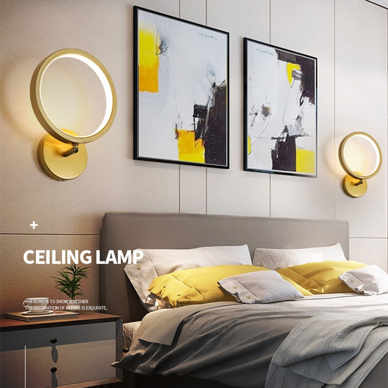 Lámpara de pared nórdica JMZM, luz LED de noche de cobre para interiores, lámpara de escalera decorativa para dormitorio, sala de estar, Loft, balcón, pasillo, nueva luz