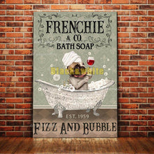 Carica l&#39;immagine nel visualizzatore della Galleria, Targhe in metallo in metallo Bulldog francese Sapone da bagno Bagno Soggiorno Amante dei cani Decorazione della parete della casa Art Poster Decor 8 X 12 pollici